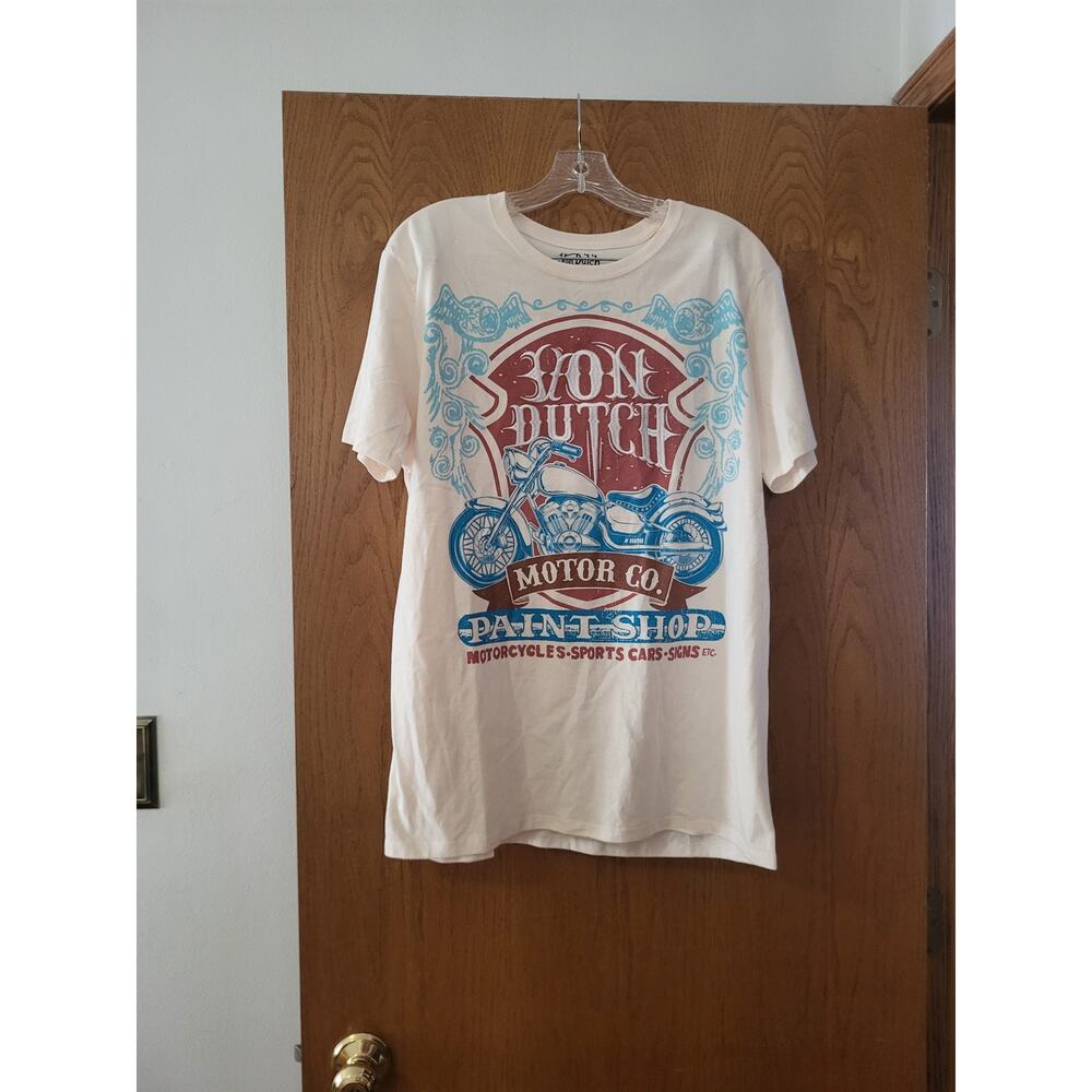 Von Dutch Motor Co. Y2K Print Embroidered T Shirt Unisex Cotton Blend Medium NWT